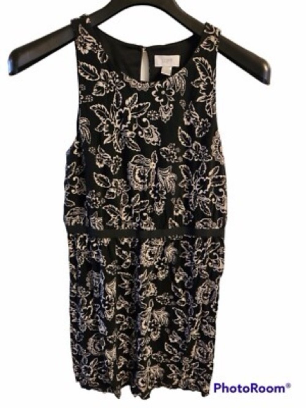 LOFT Black Dress with White Floral